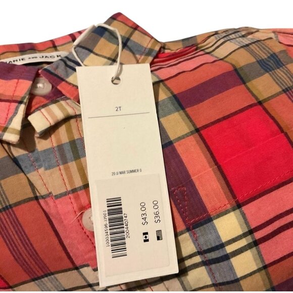 Janie & Jack Collared Plaid Collared Button Down Cotton Shirt Sz 2 Toddler Boys - Picture 2 of 5